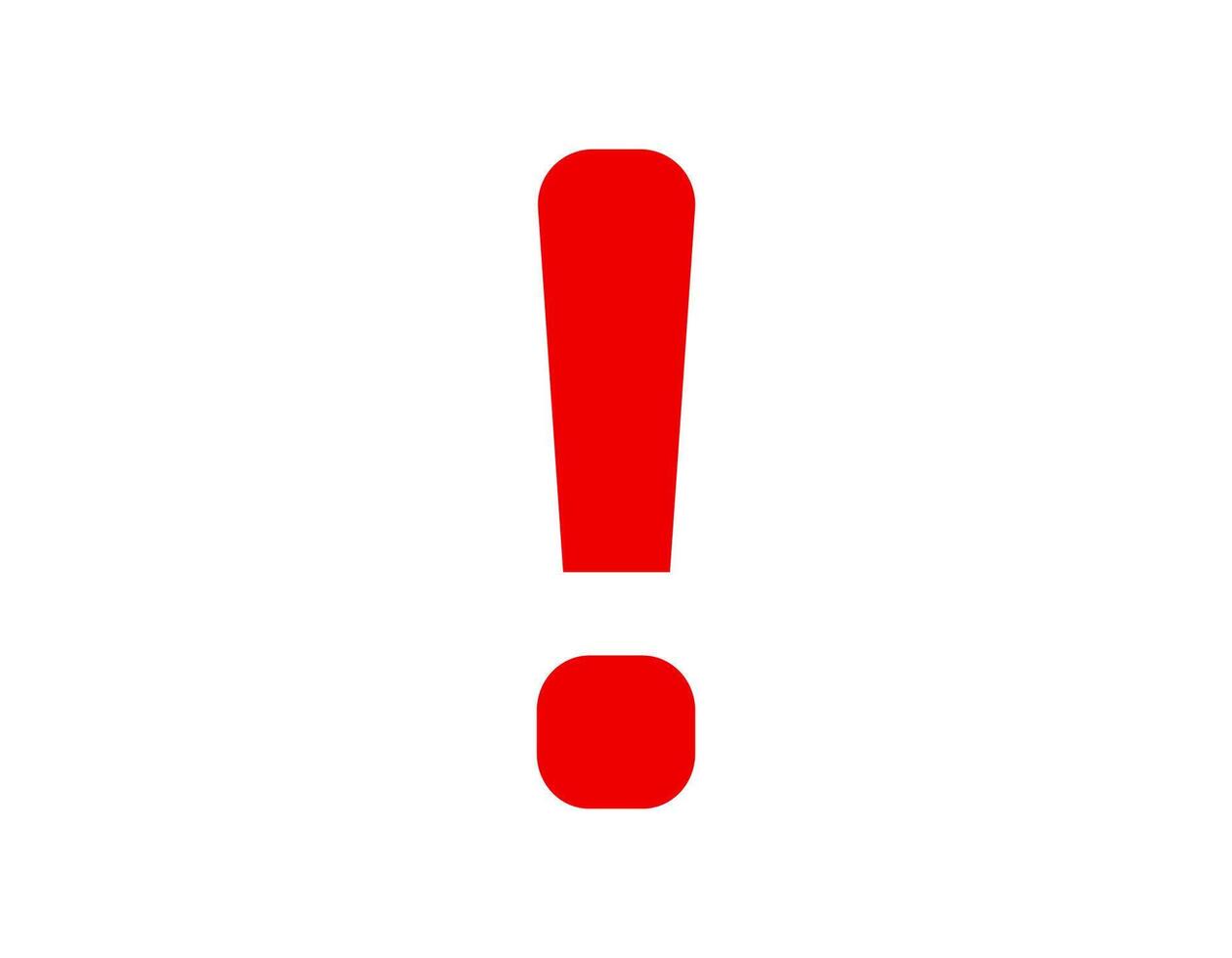 Red exclamation mark icon symbolizing caution and alert vector