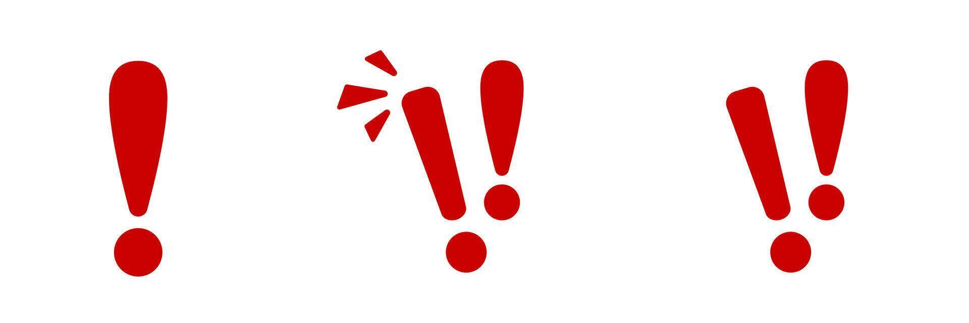 Red exclamation marks in three styles vector