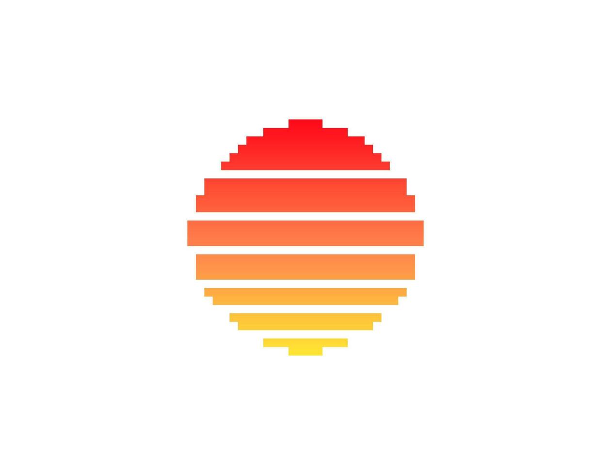 Retro pixelated sun with gradient in eighties style vector