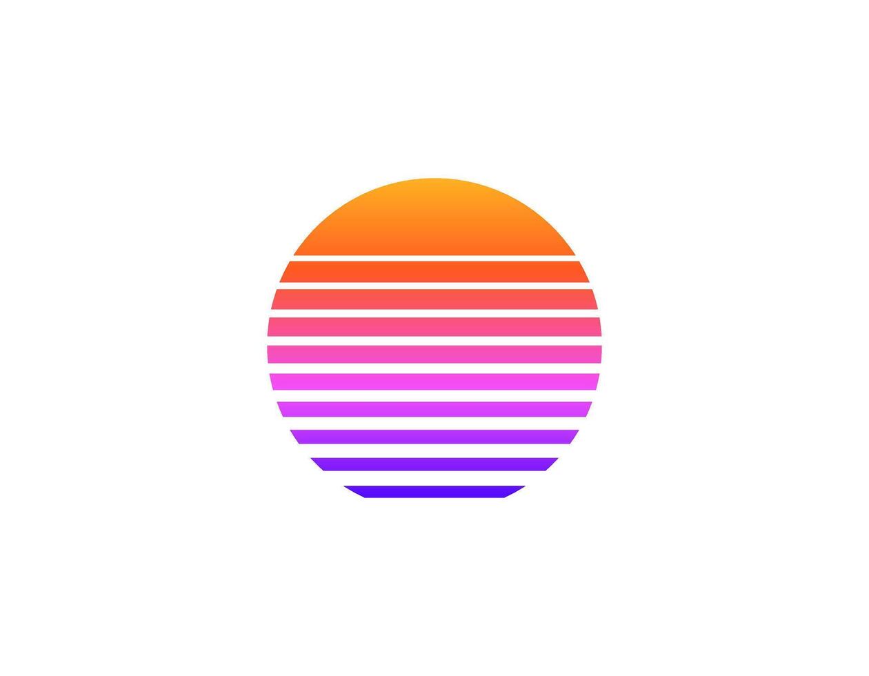 Vibrant 80s-style retro sun with geometric design vector