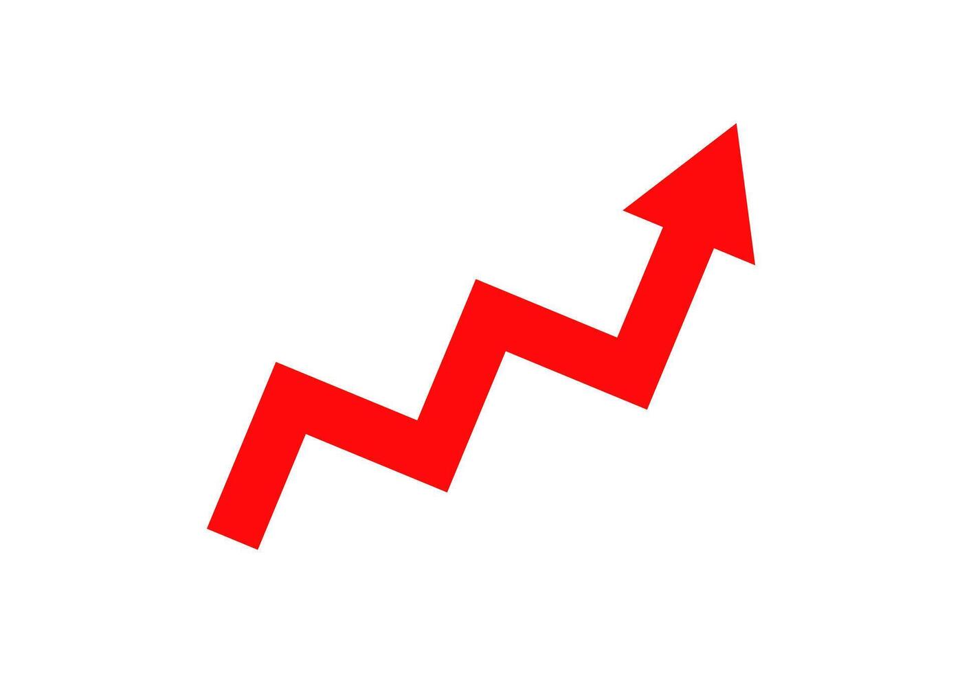Rising red arrow showing upward trend vector