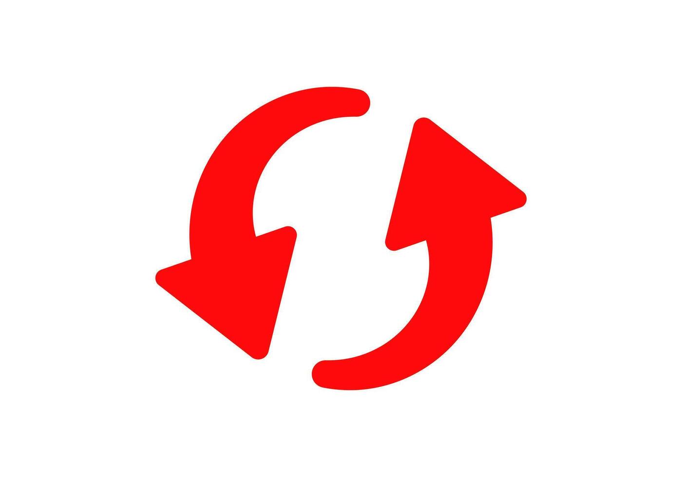 Red circular arrows symbolizing continuous movement and renewal vector