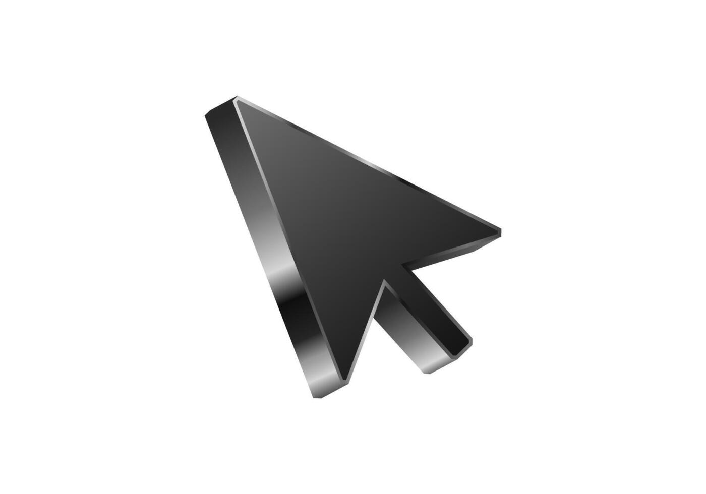 Shiny black arrow cursor icon on white background vector