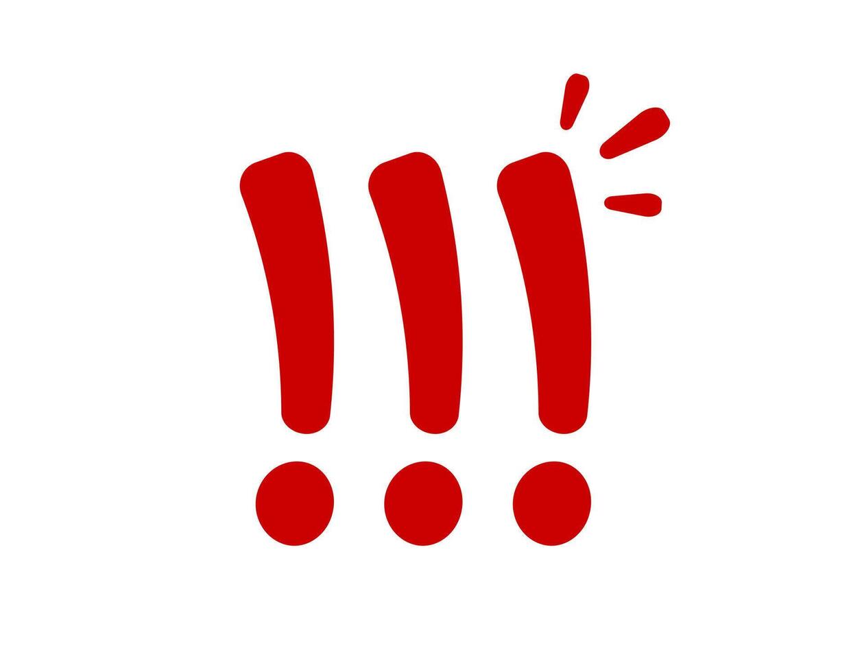 Three red exclamation marks with emphasis vector