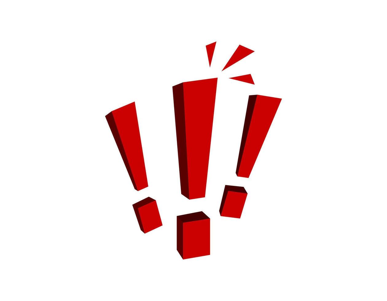 Bold red exclamation marks in 3d style vector