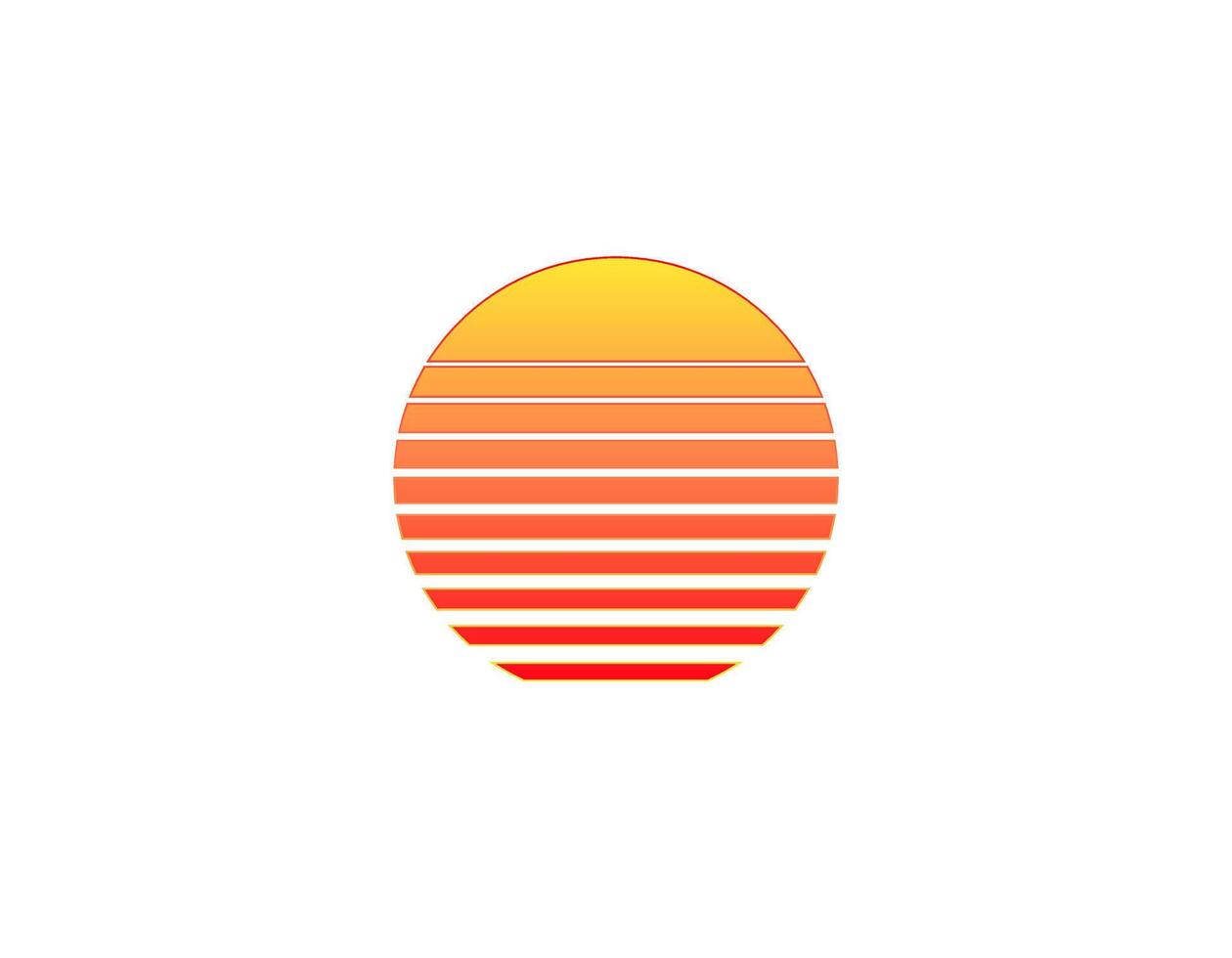 Retro sun circle with geometric lines in 80s and 90s style vector