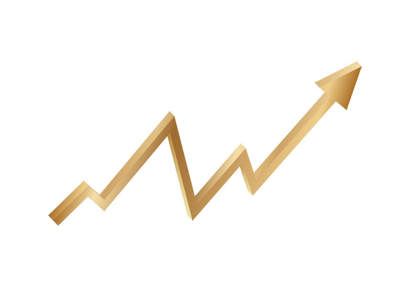 Golden arrow graph showing positive financial growth vector