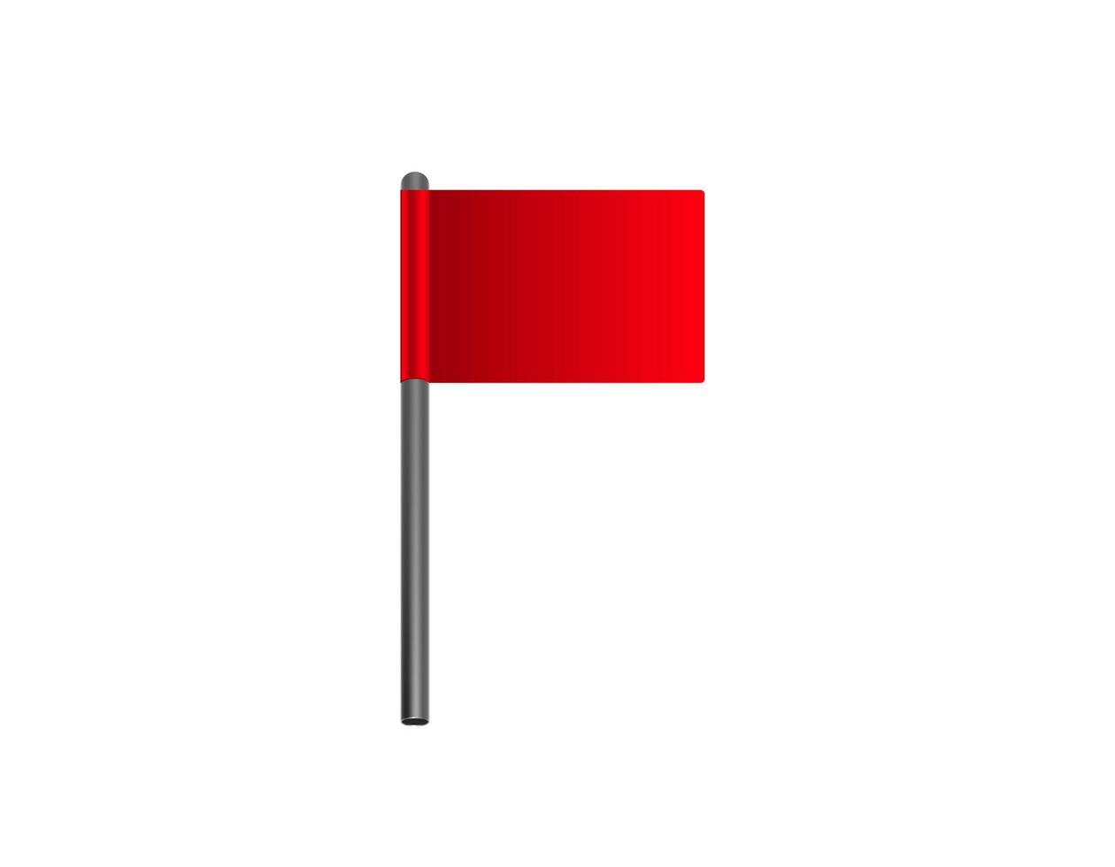 Bright red warning flag on black pole isolated vector