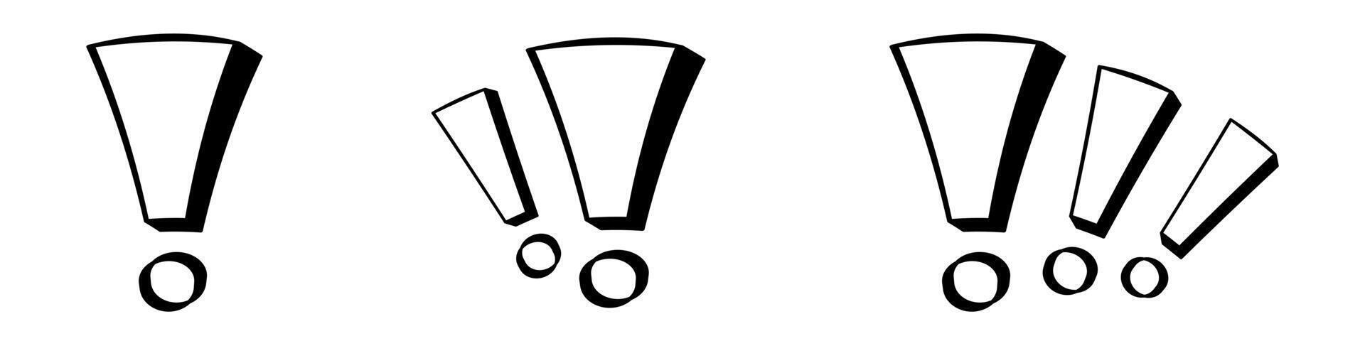 Three exclamation marks in varying sizes vector