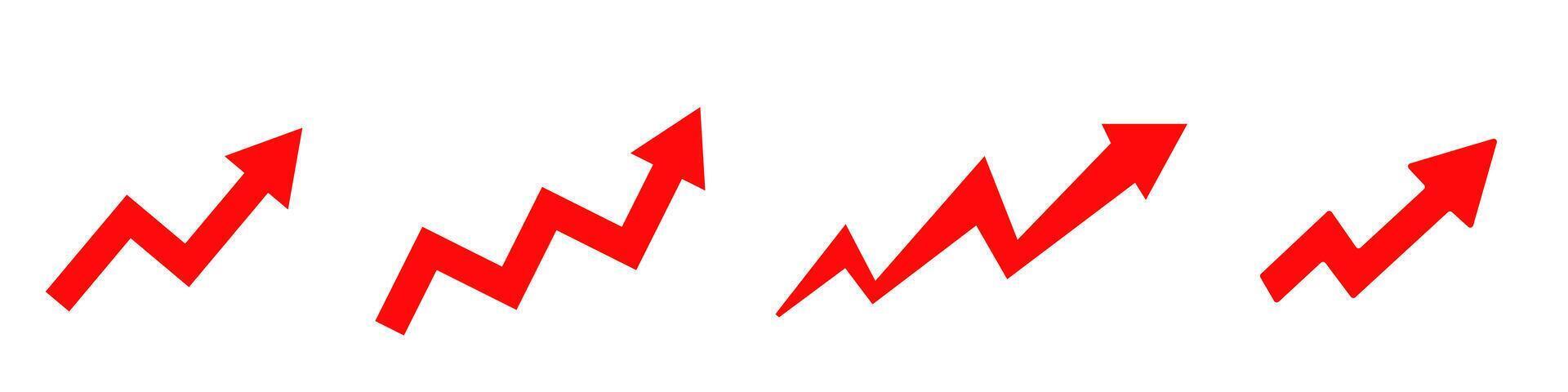 Red zigzag arrows indicating upward trend and growth vector
