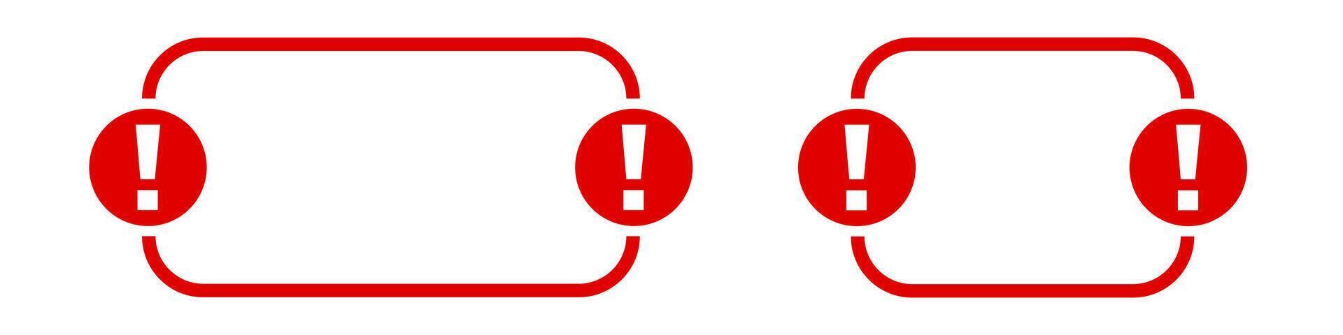 Red alert icons with exclamation marks vector