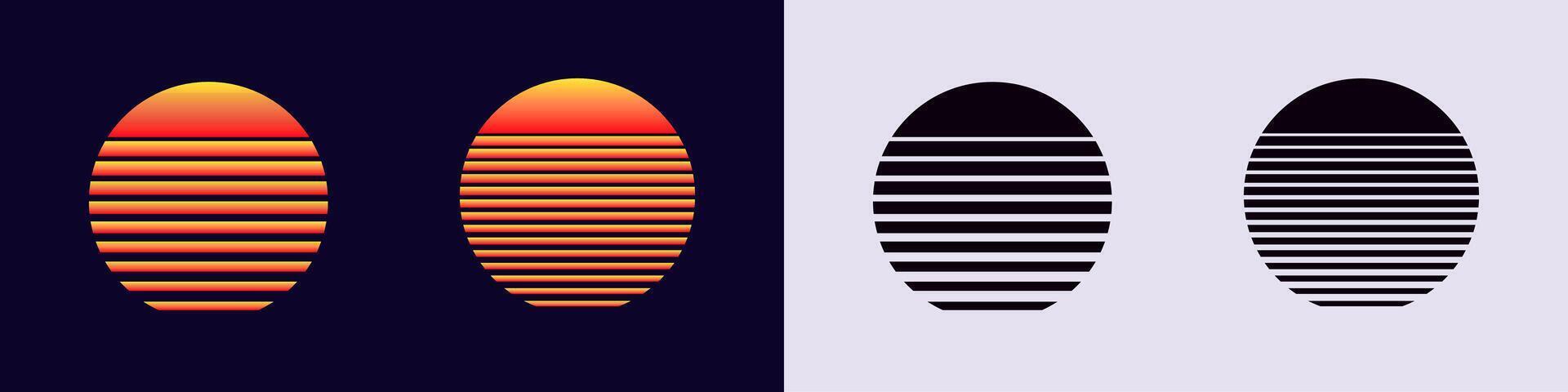 Colorful and black striped ovals on a split background vector