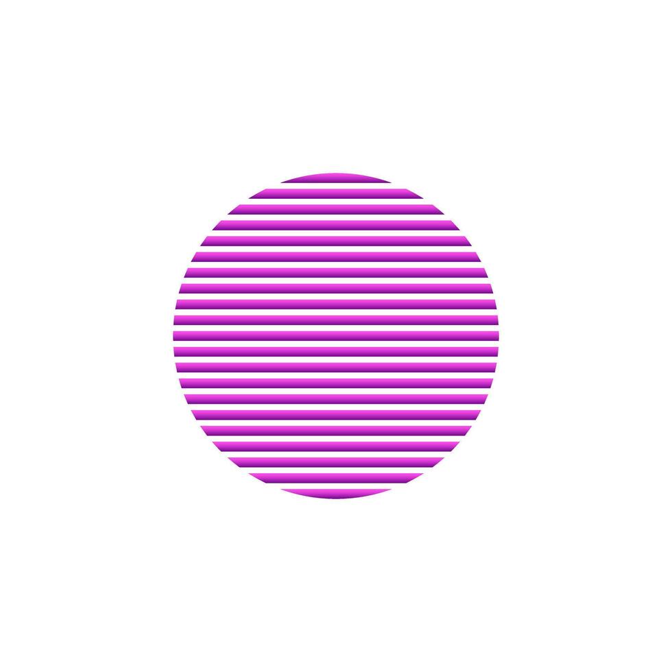 Retro sun circle in eighties style with bright geometric lines vector