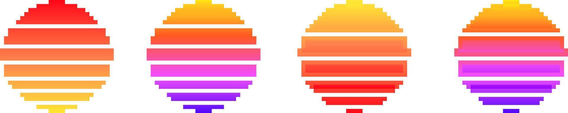 Colorful pixelated eggs with horizontal stripes vector
