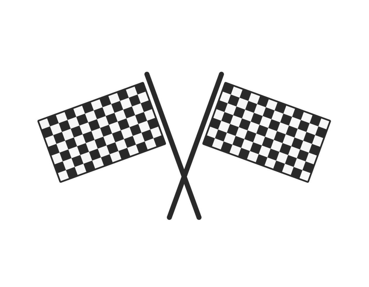 Crossed checkered flags representing racing finish line vector