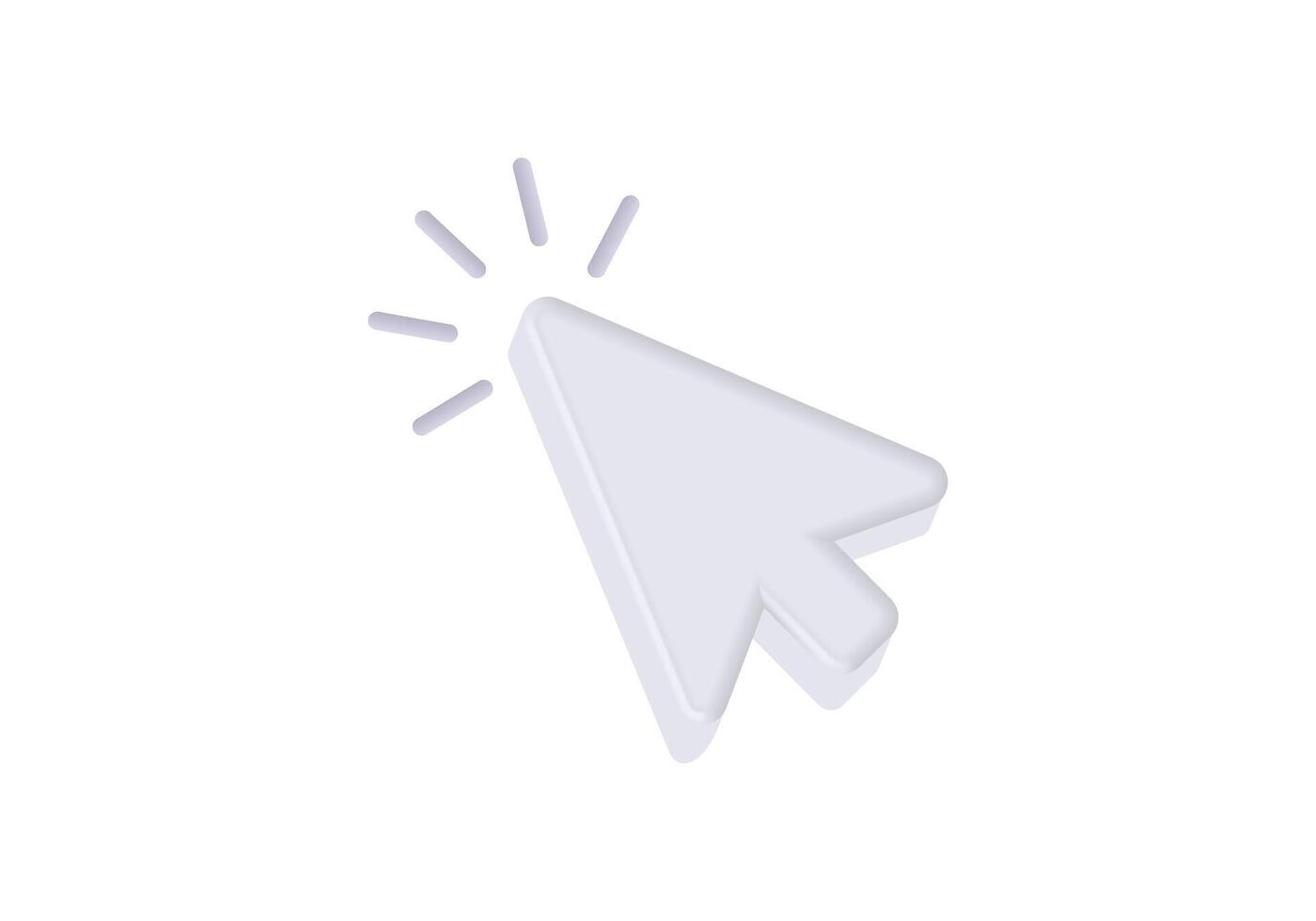 White arrow cursor with click effect vector