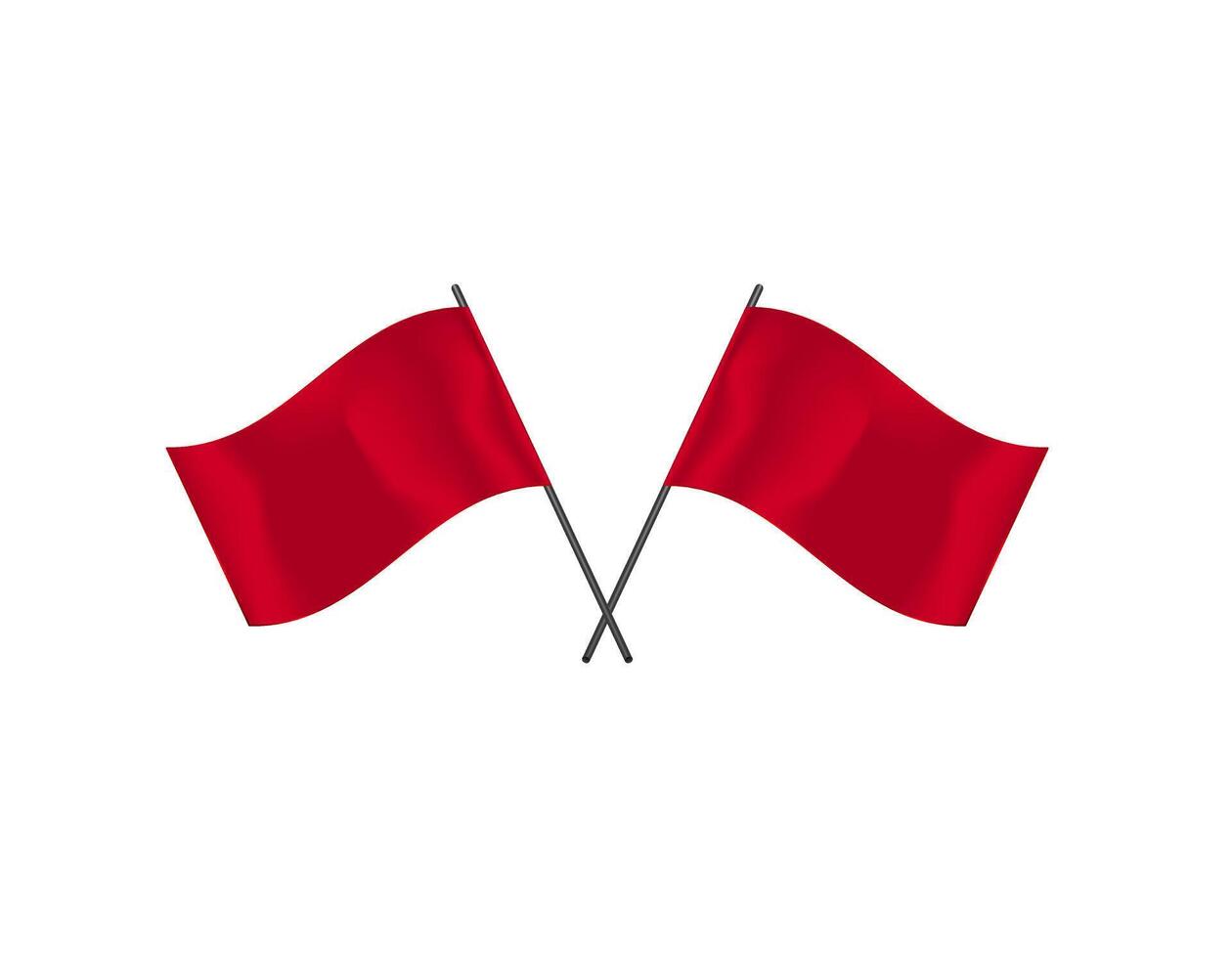 Two red flags crossed on white background image vector