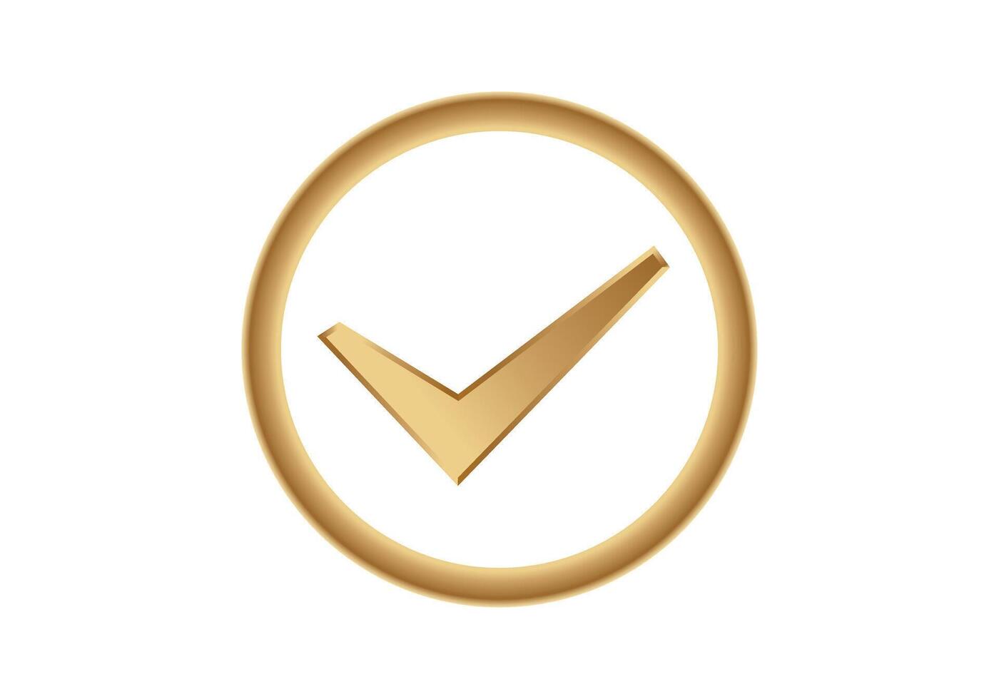 Golden checkmark symbol in circular frame vector