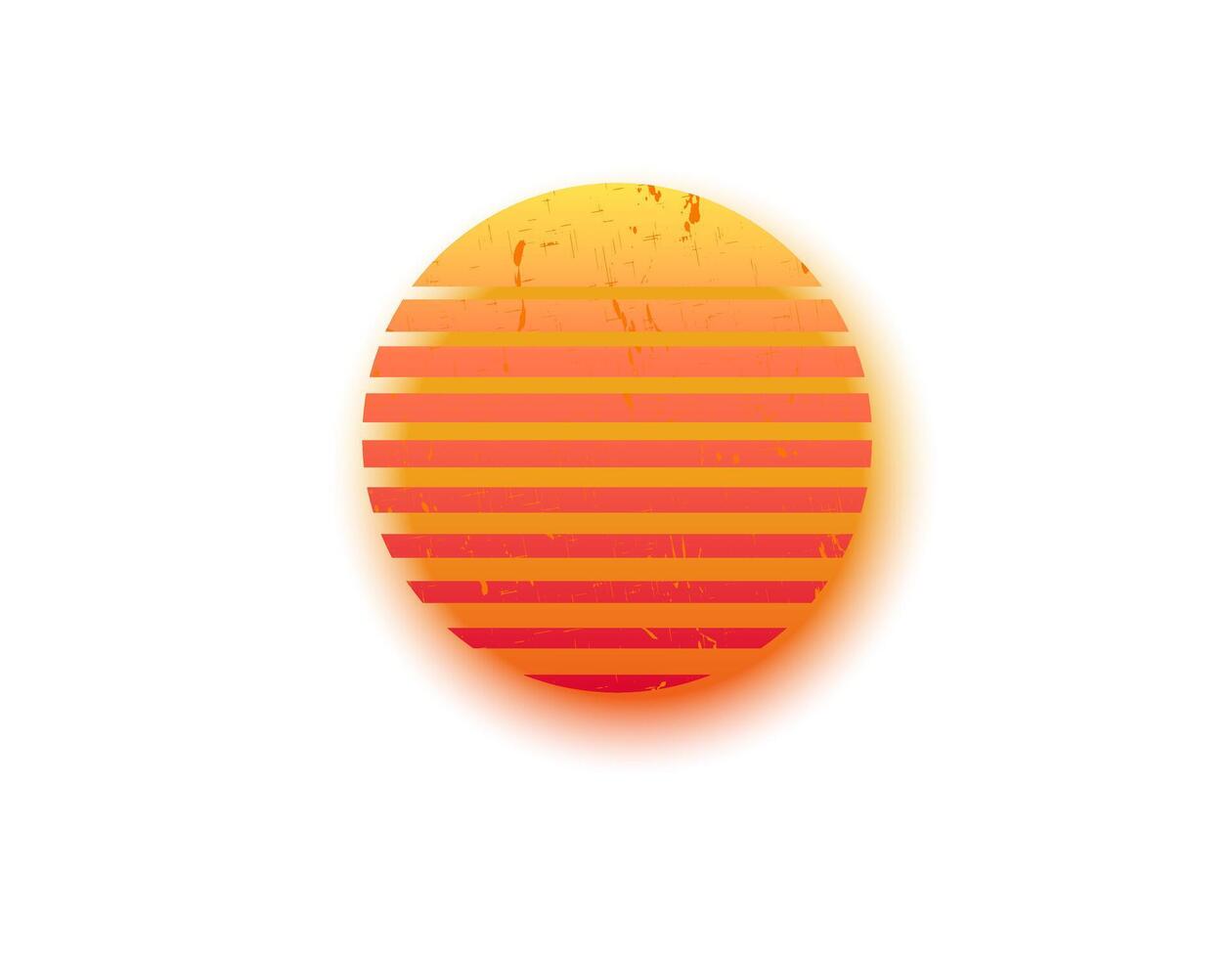 Retro sun circle with geometric stripes in bright eighties style vector