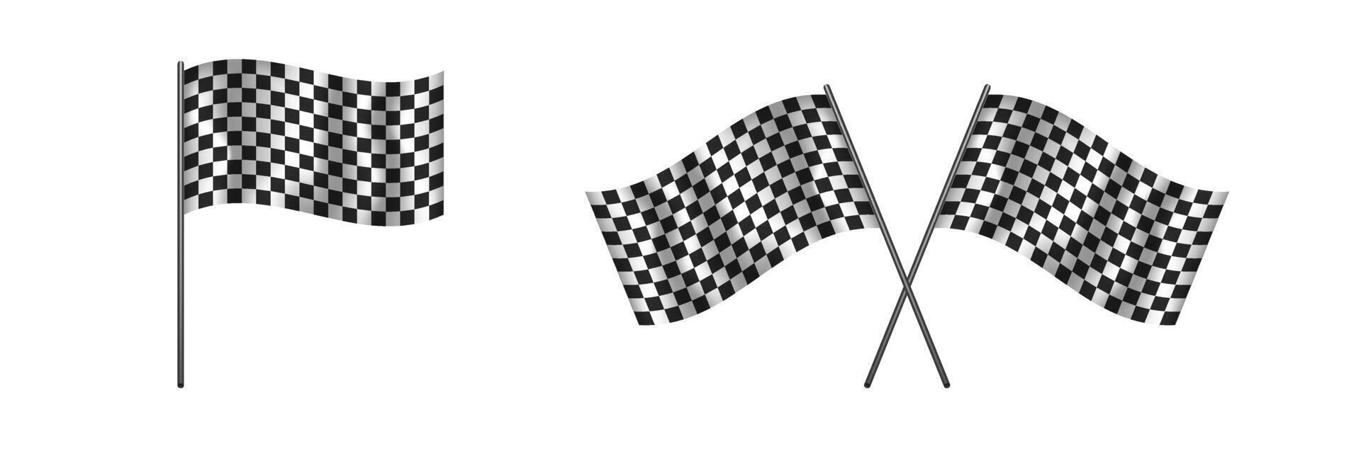 Black and white checkered racing flags waving in the wind vector