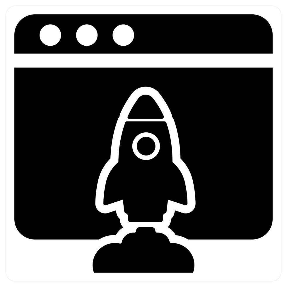 Browser Launch icon concept in black color vector