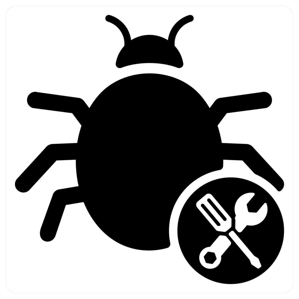 Bug Fixing icon concept in black color vector