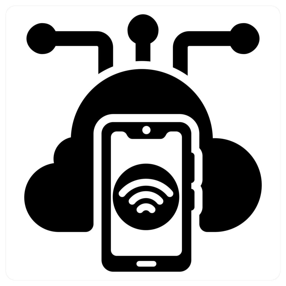 Iot icon concept in black color vector