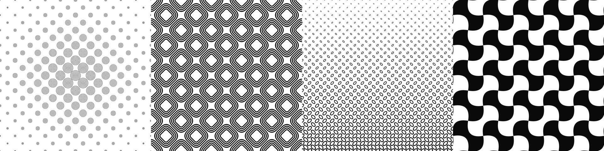 Black and white repeating pattern background collection vector