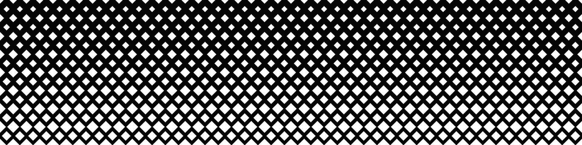Geometrical wide repeating square pattern background - black and white abstract graphic from diagonal squares vector