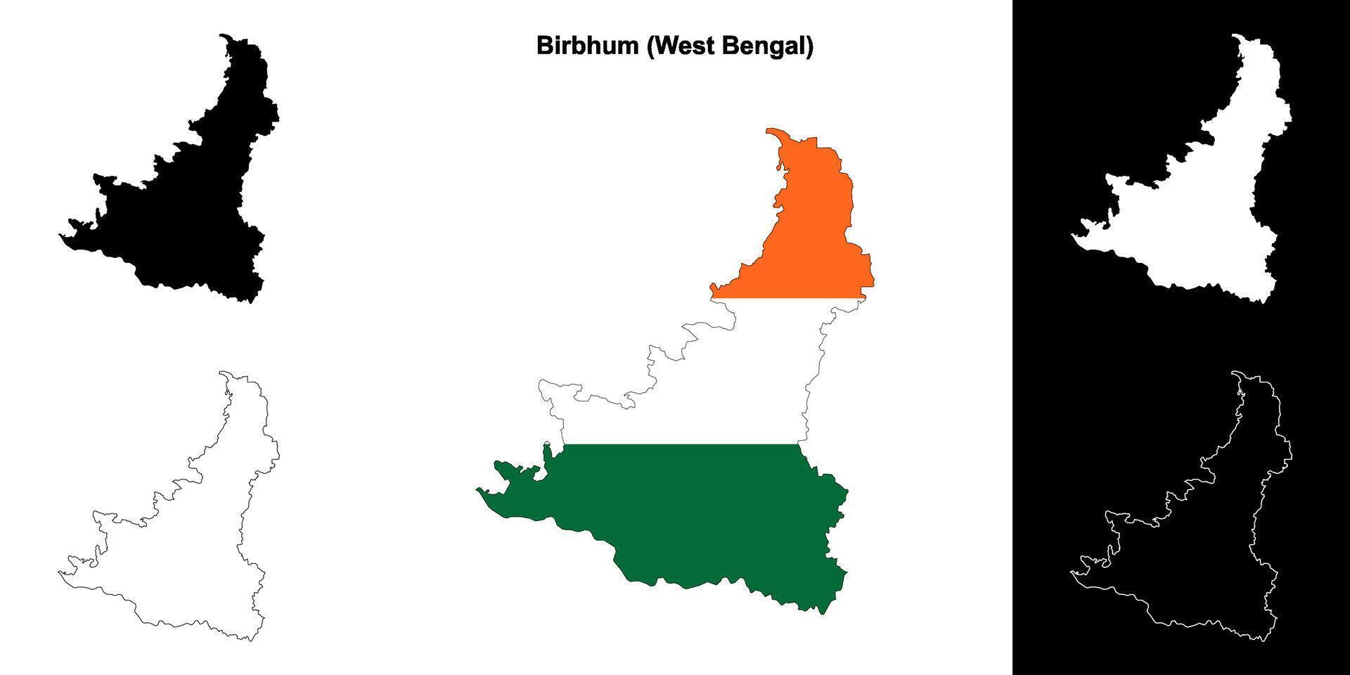 Birbhum district, West Bengal blank outline map set vector