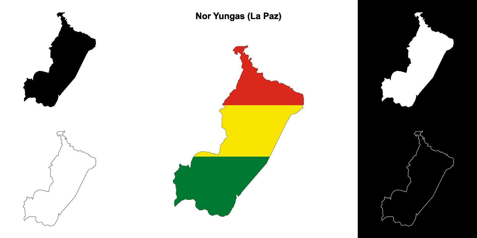 Nor Yungas province outline map set vector