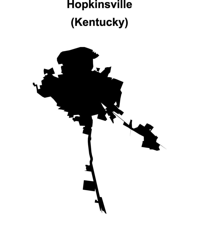 Hopkinsville, Kentucky blank outline map vector