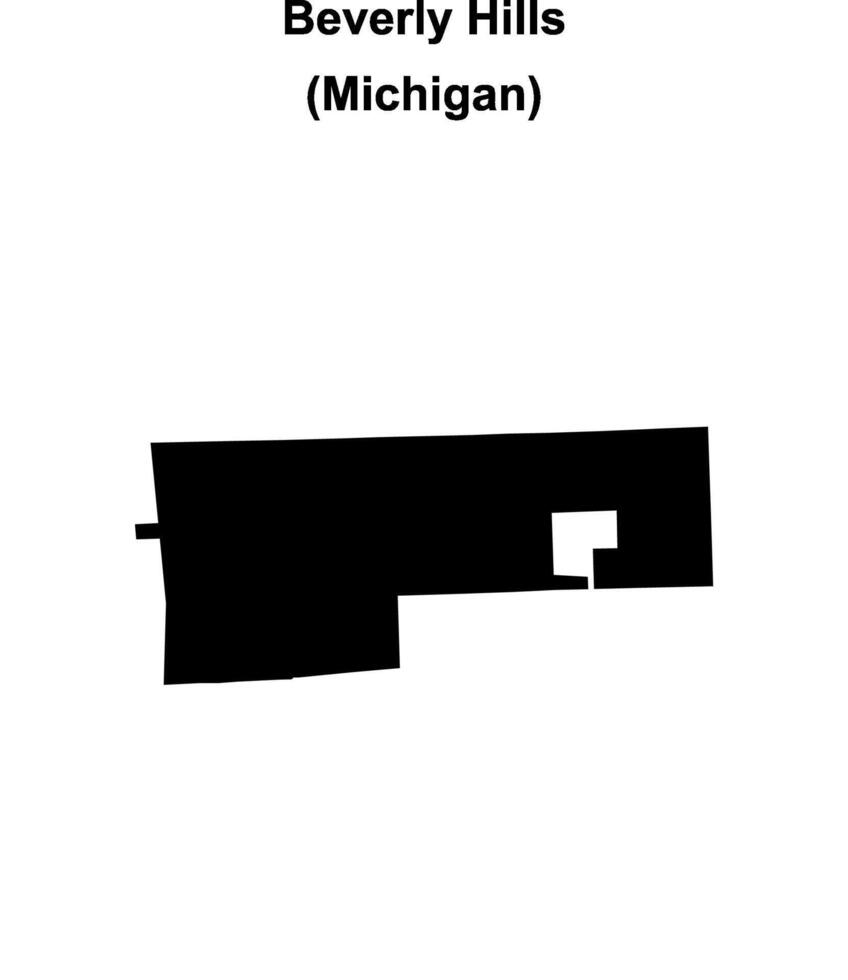 Beverly Hills, Michigan blank outline map vector
