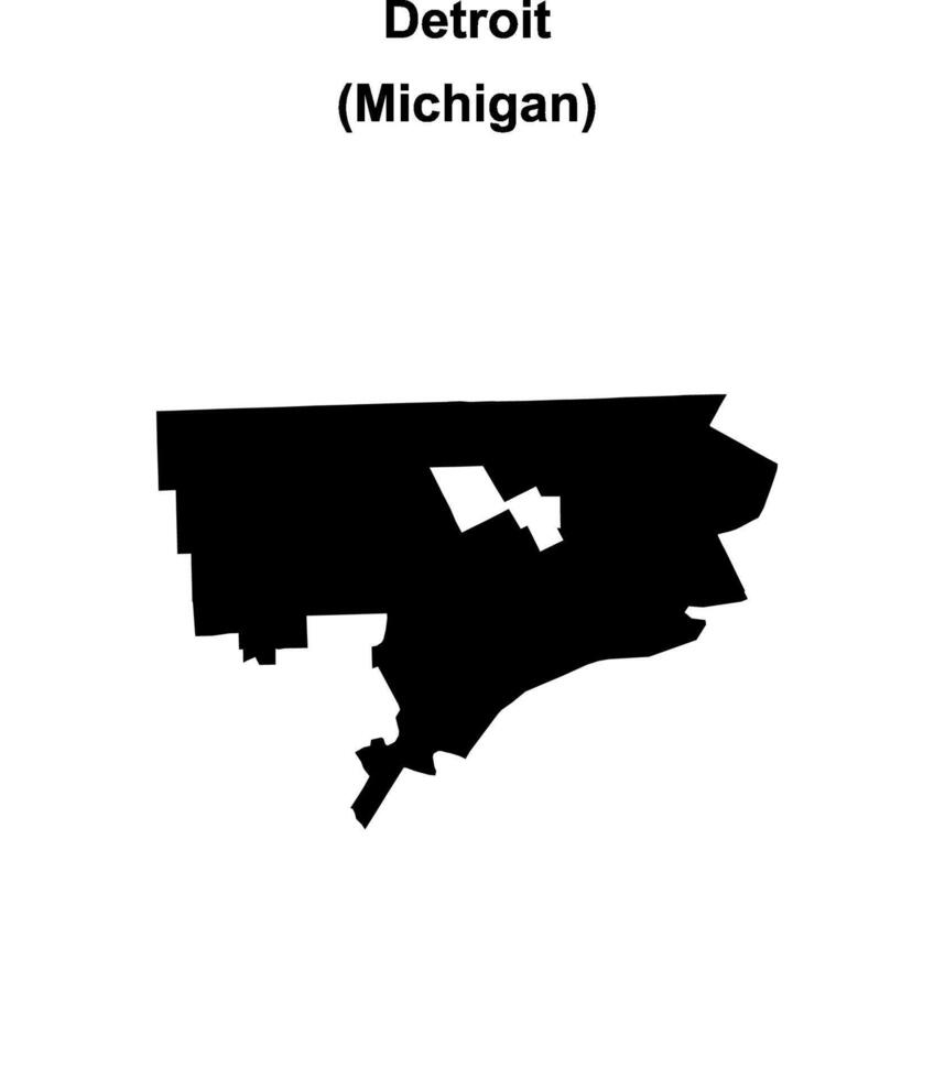 Detroit, Michigan blank outline map vector