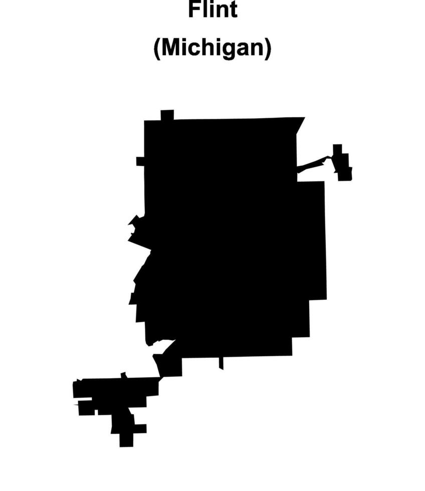 Flint, Michigan blank outline map vector