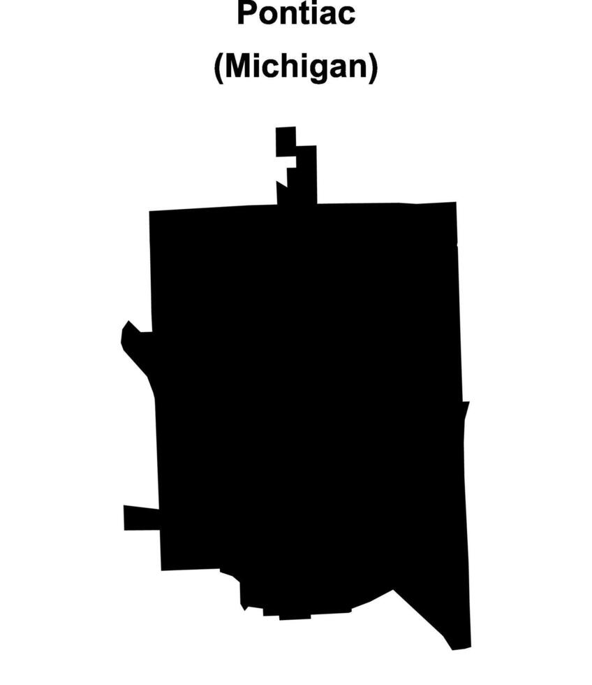 Pontiac, Michigan blank outline map vector