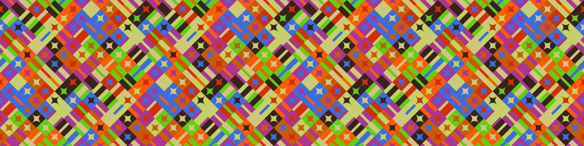 Horizontal abstract seamless multicolored geometrical mosaic pattern background - colorful wide design vector
