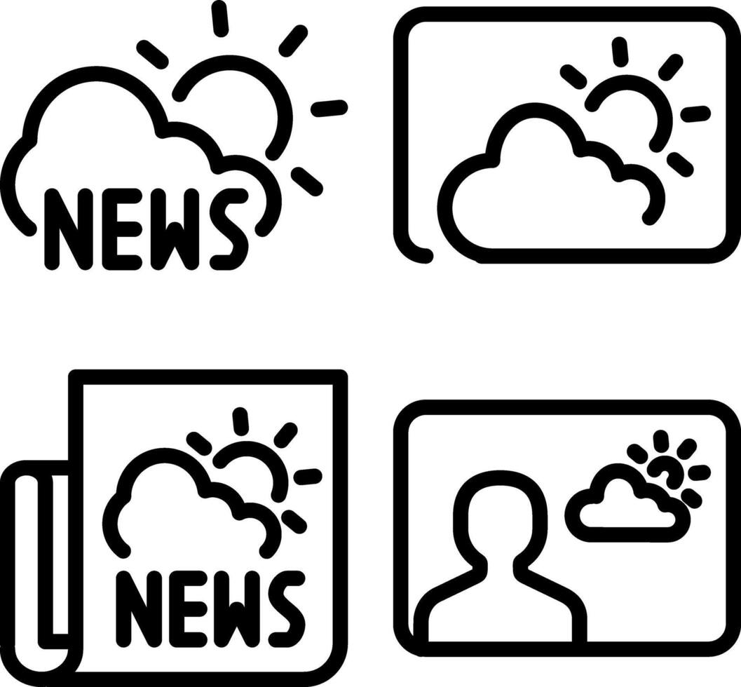 News weather forecast glyph icon set. vector