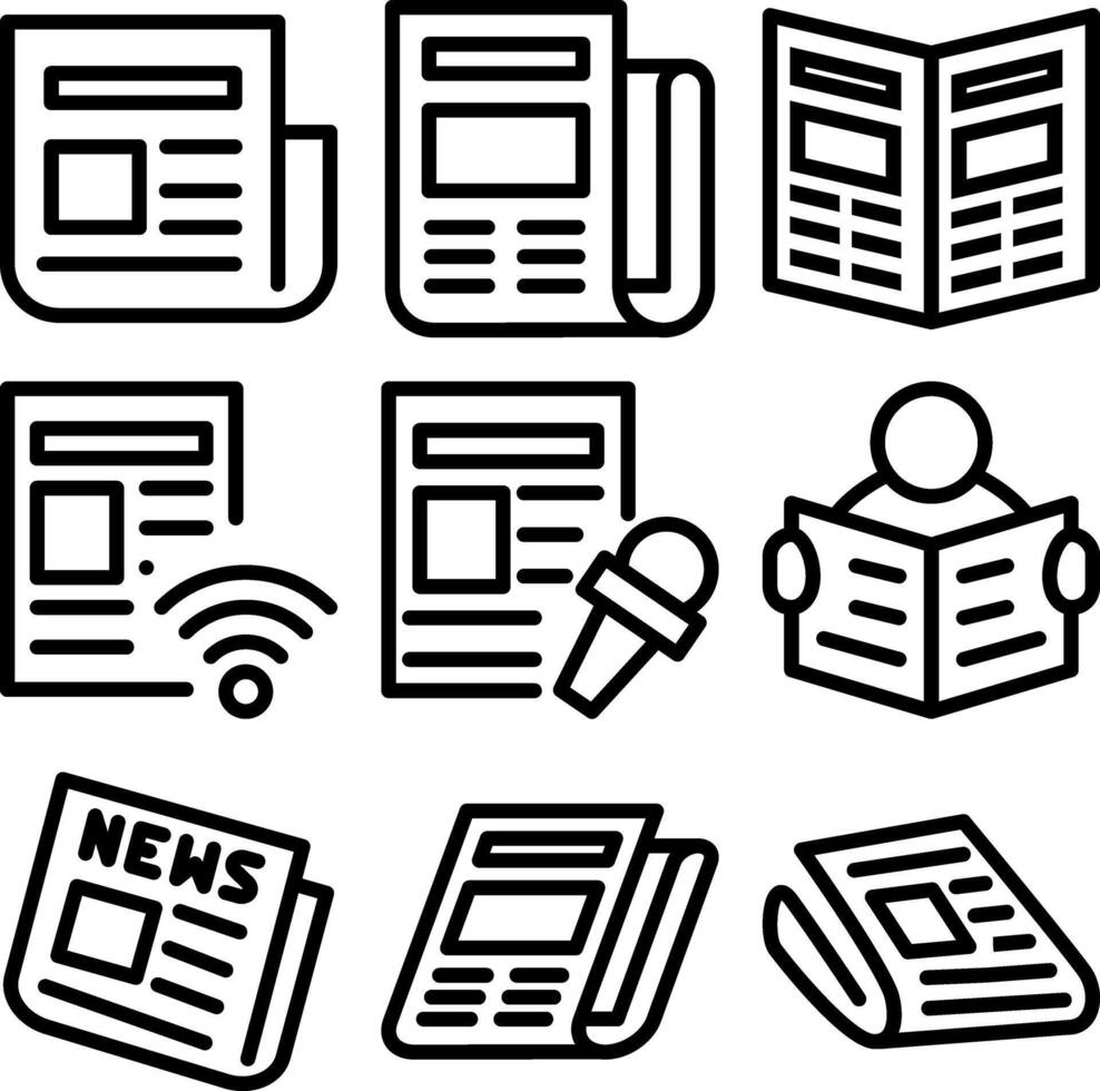 News newsletter newspaper magazine headline app and icon set vector