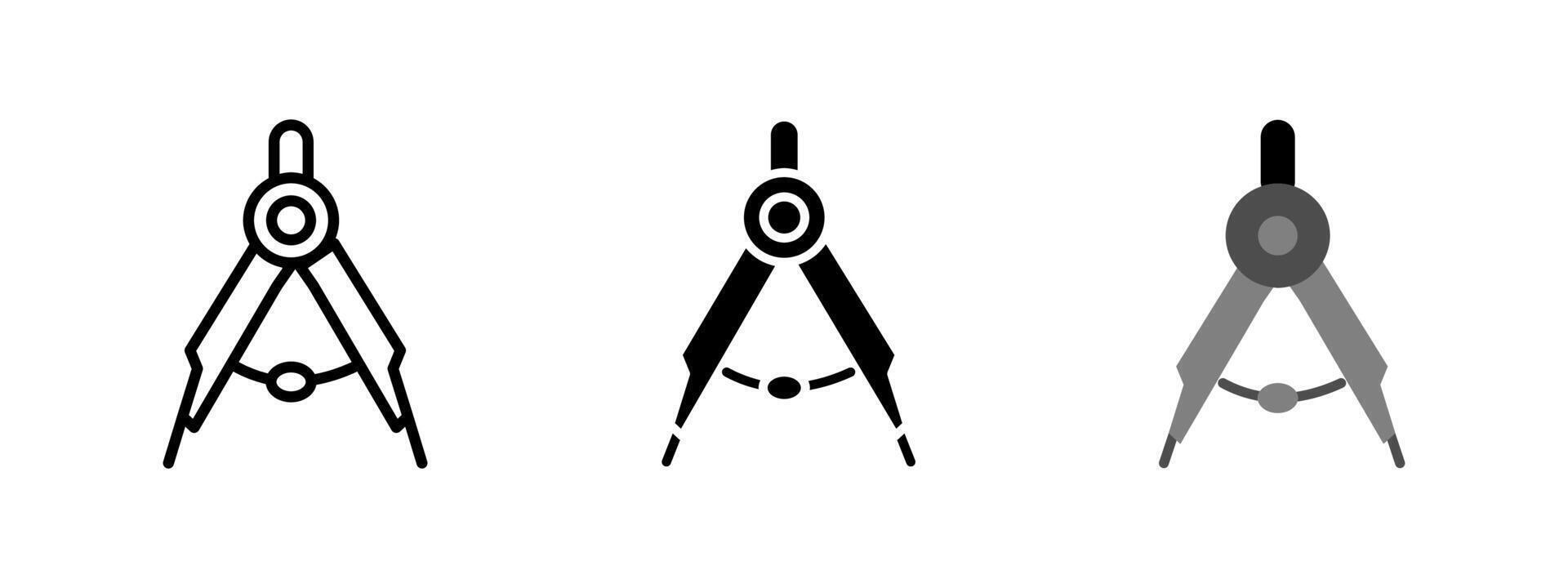 Drawing compass icon. Geometry and measurement tool symbol. Precision drafting illustration. Architect and engineering pictogram. Technical drawing and educational concept. vector