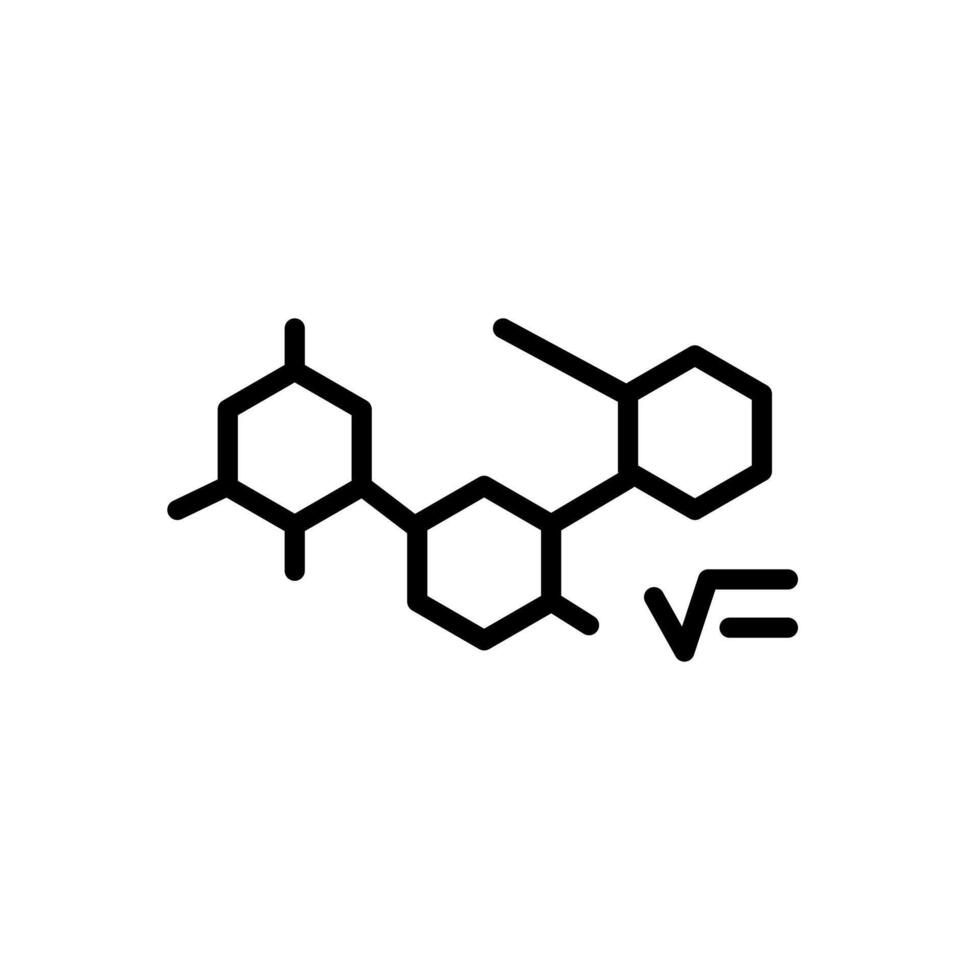 Chemical formula icon. Molecular structure symbol. Science and laboratory illustration. Biochemistry and organic chemistry pictogram. Research and experiment concept. vector