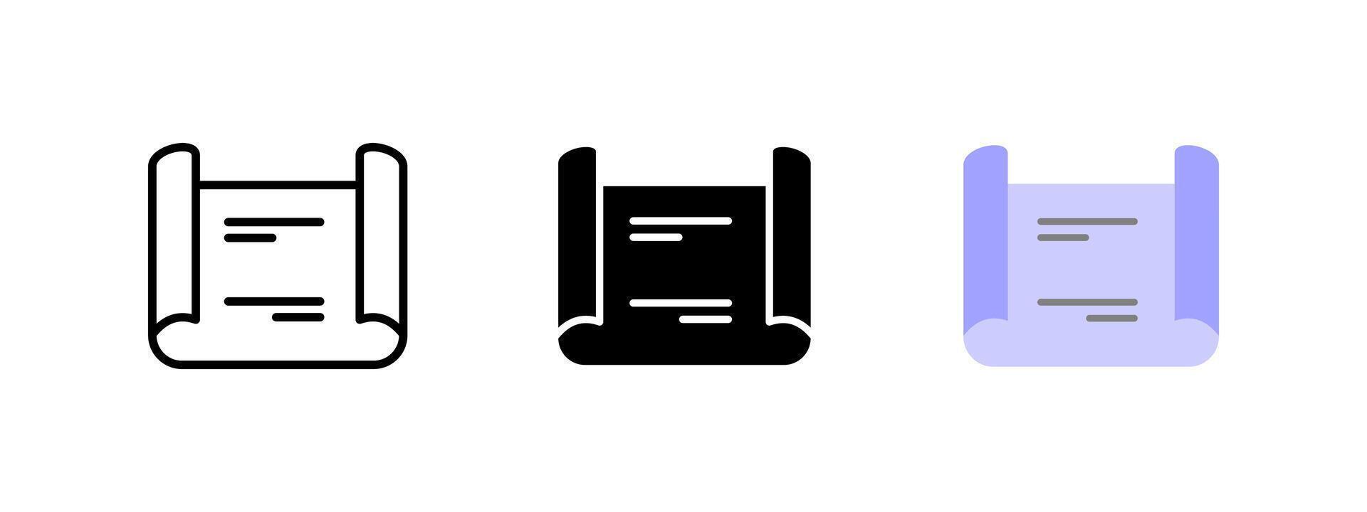 Blueprint icon. Architectural plan symbol. Technical document illustration. Construction and engineering draft pictogram. Structural layout for building projects. vector