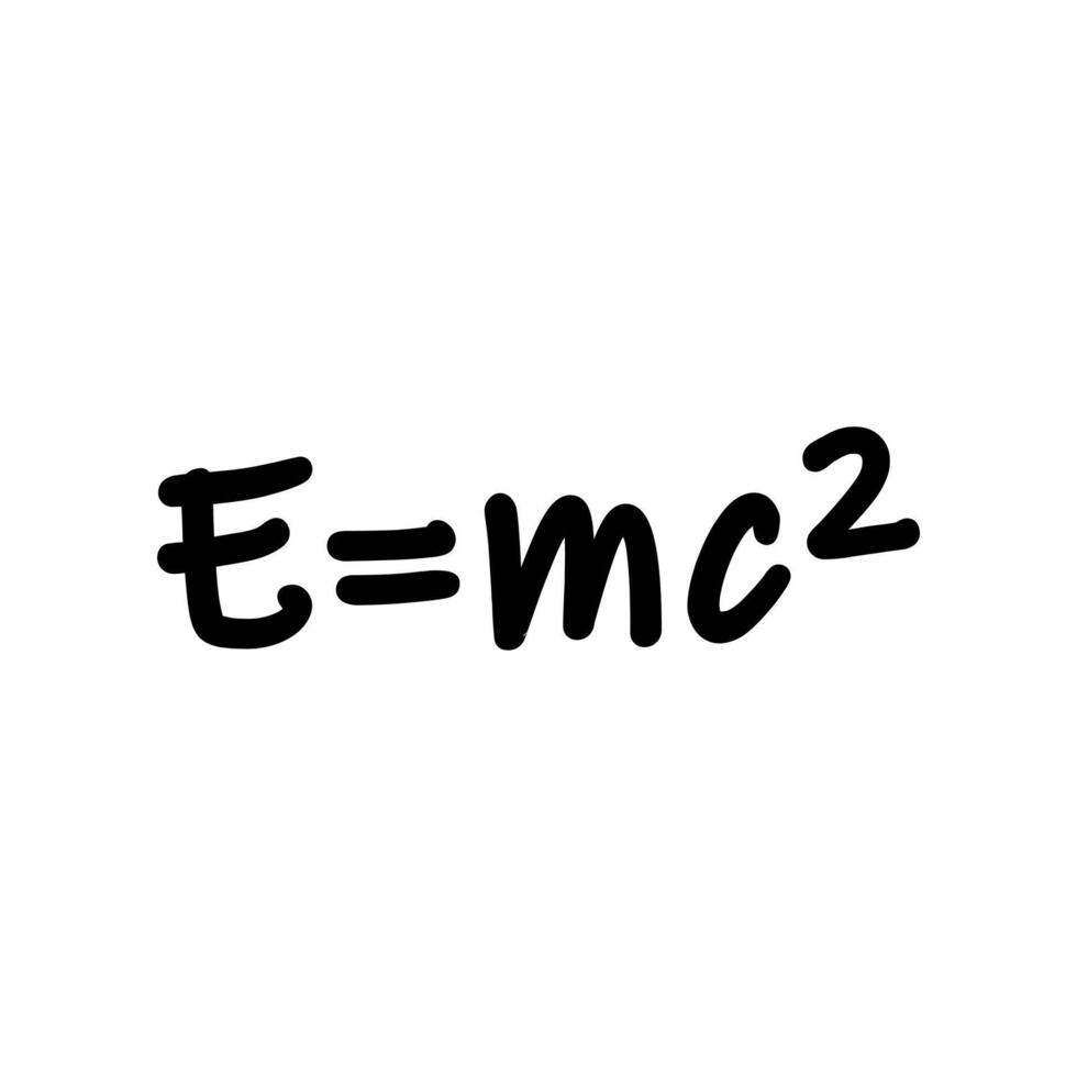 E mc 2 formula icon. Einstein equation symbolizing energy-mass equivalence. Physics and science illustration. Relativity and mathematical calculation pictogram. Academic and research concept. vector