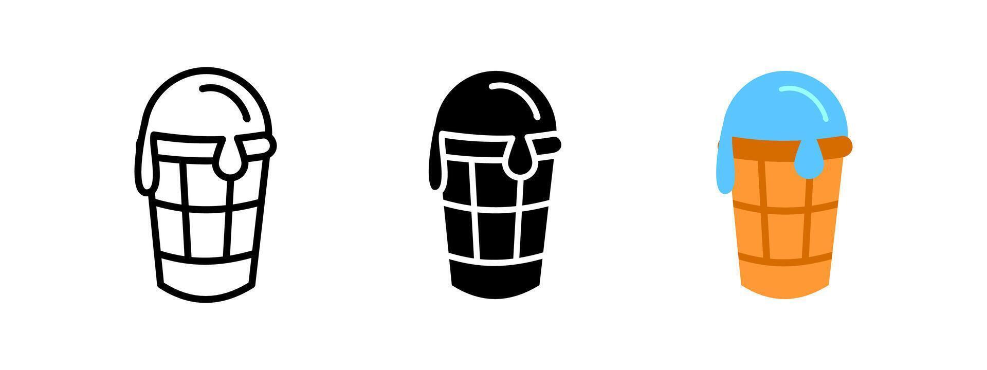 Ice cream icon. Frozen dessert symbol. illustration of a sweet and creamy treat in a waffle cone. Refreshing summer snack pictogram. Cold and delicious dessert concept. vector