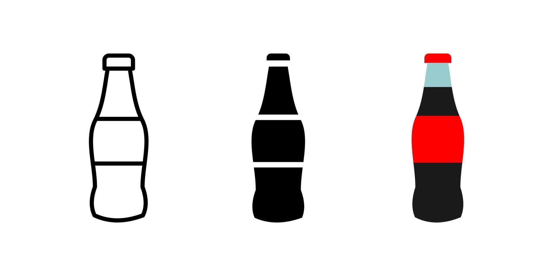 Soda bottle icon. Refreshing carbonated drink symbol. Fizzy beverage illustration. Cold soft drink pictogram. Classic cola and soda glass bottle concept. vector
