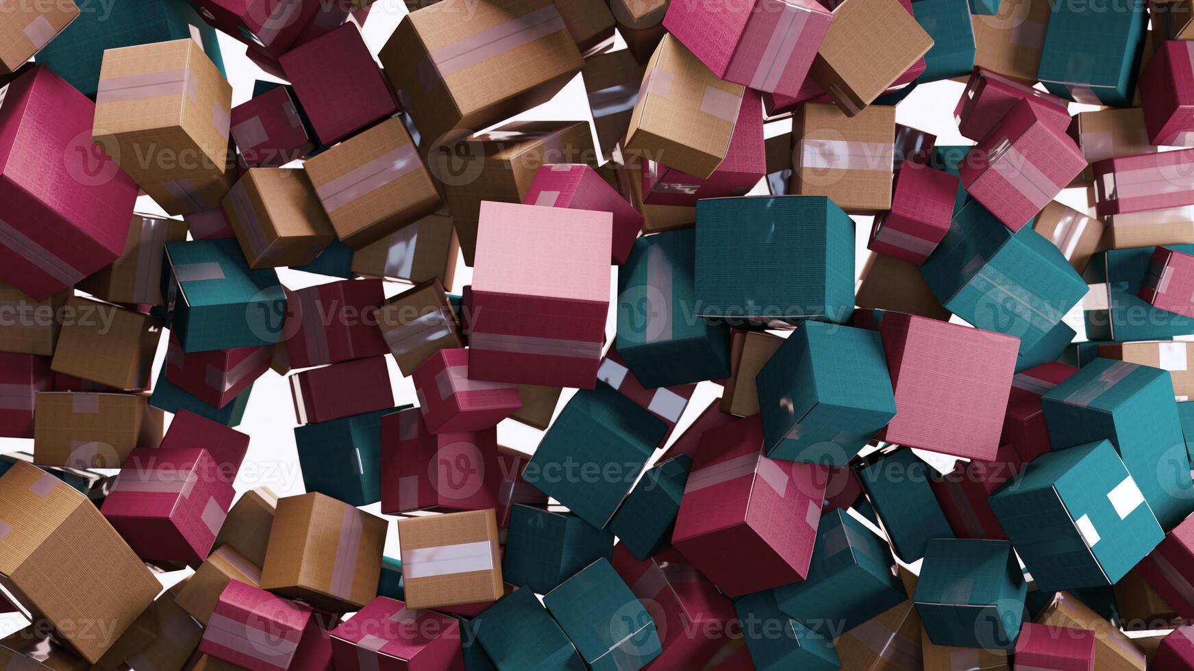 Colorful Chaos. The Dynamic Dance of Falling Cardboard Boxes photo