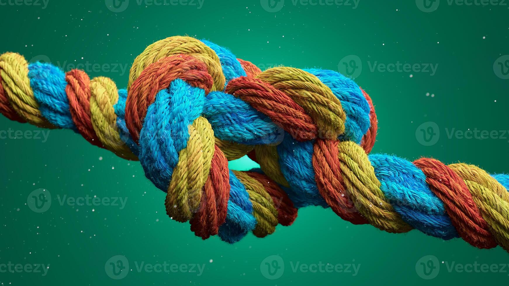 Vibrant Rope Knot. A Colorful Fusion on a Green Gradient Background photo