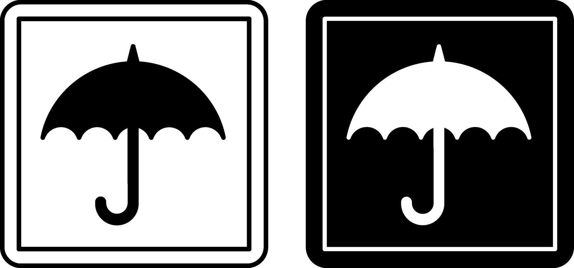 Keep Dry Icons. Labels for Cardboard Packaging. Warning Symbol, Handle with Care. Umbrella. Illustration on White and Black Background. vector