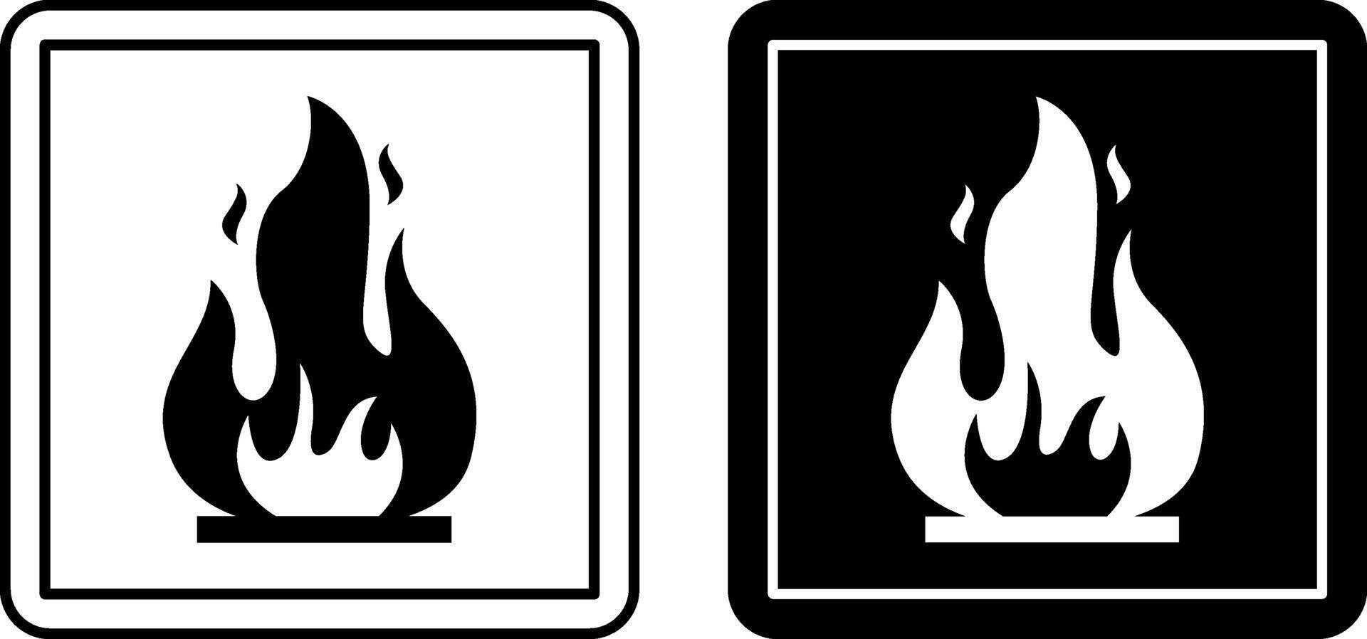 Flammable Icons. Labels for Cardboard Packaging. Warning Symbol, Handle with Care. Bonfire, Fire. Illustration on White and Black Background. vector