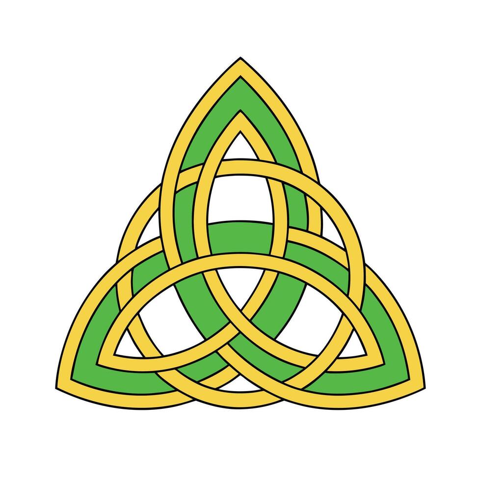 Celtic Trinity Knot Green, Gold, Intertwined Design, Irish Symbol vector